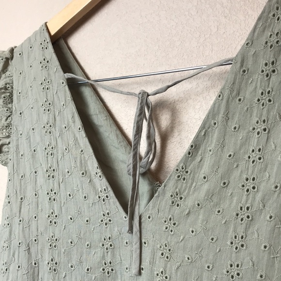 Wishlist apparel | Faded Green Eyelet Peplum Top - Picture 7 of 12